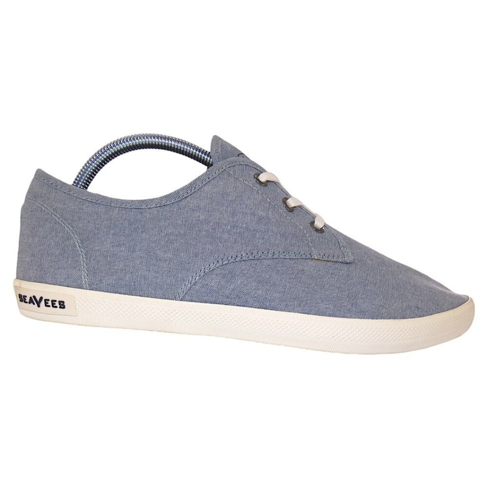SeaVees Vegan Cotton Chambray Sneakers Coastal Minimalist Eco Retro Size 13 Blue - Picture 8 of 14